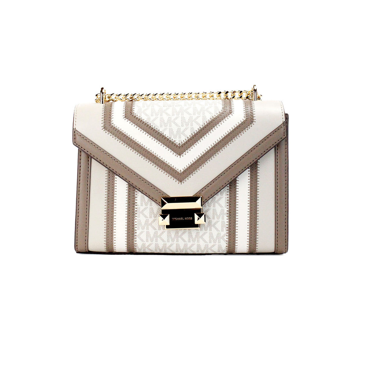 Michael Kors Whitney Medium Vanilla Color-Block Chain Shoulder Bag