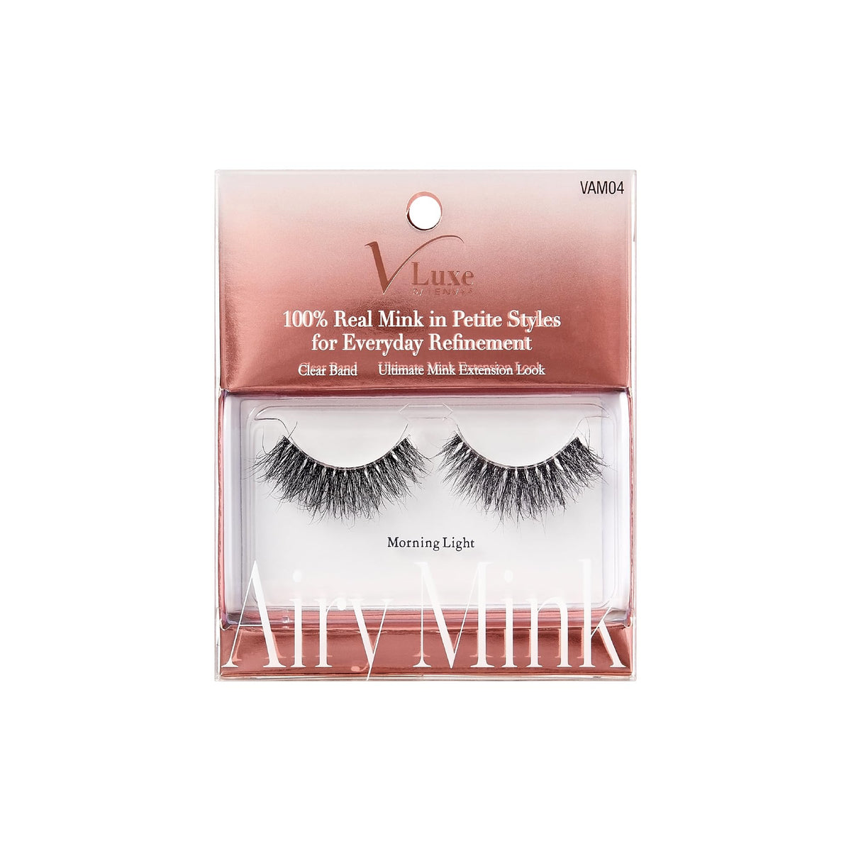 VLuxe Airy Mink False Eyelashes 100% Real Mink Fake Eye Lash Lightweight Superfine Clear Band for Natural Look Classic Styles Easy Apply & Comfort (Morning Light)
