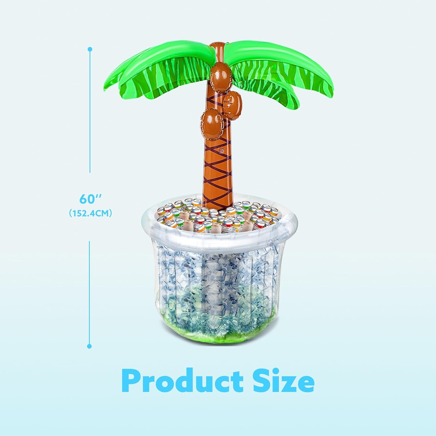 60" Inflatable Palm Tree Cooler, Beach Theme Decor, Pool Party Decorations, Luau Hawaiian Birthday Party Supplies, Ocean Jungle Tropical Themed Summer Outdoor Drink Cooler