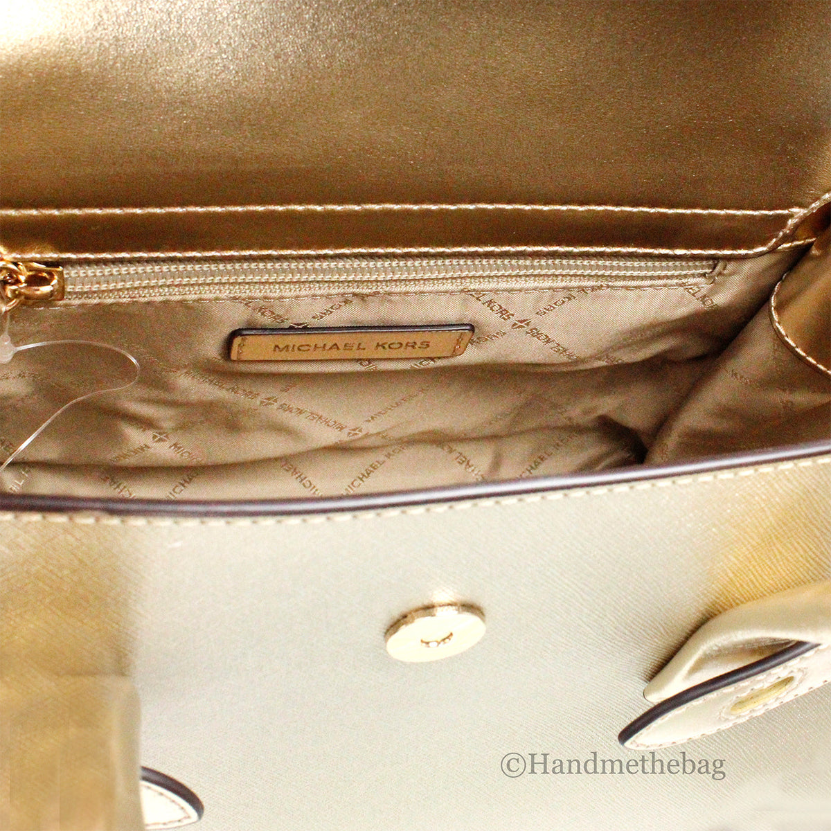 Michael Kors Carmen Medium Pale Gold Leather Satchel