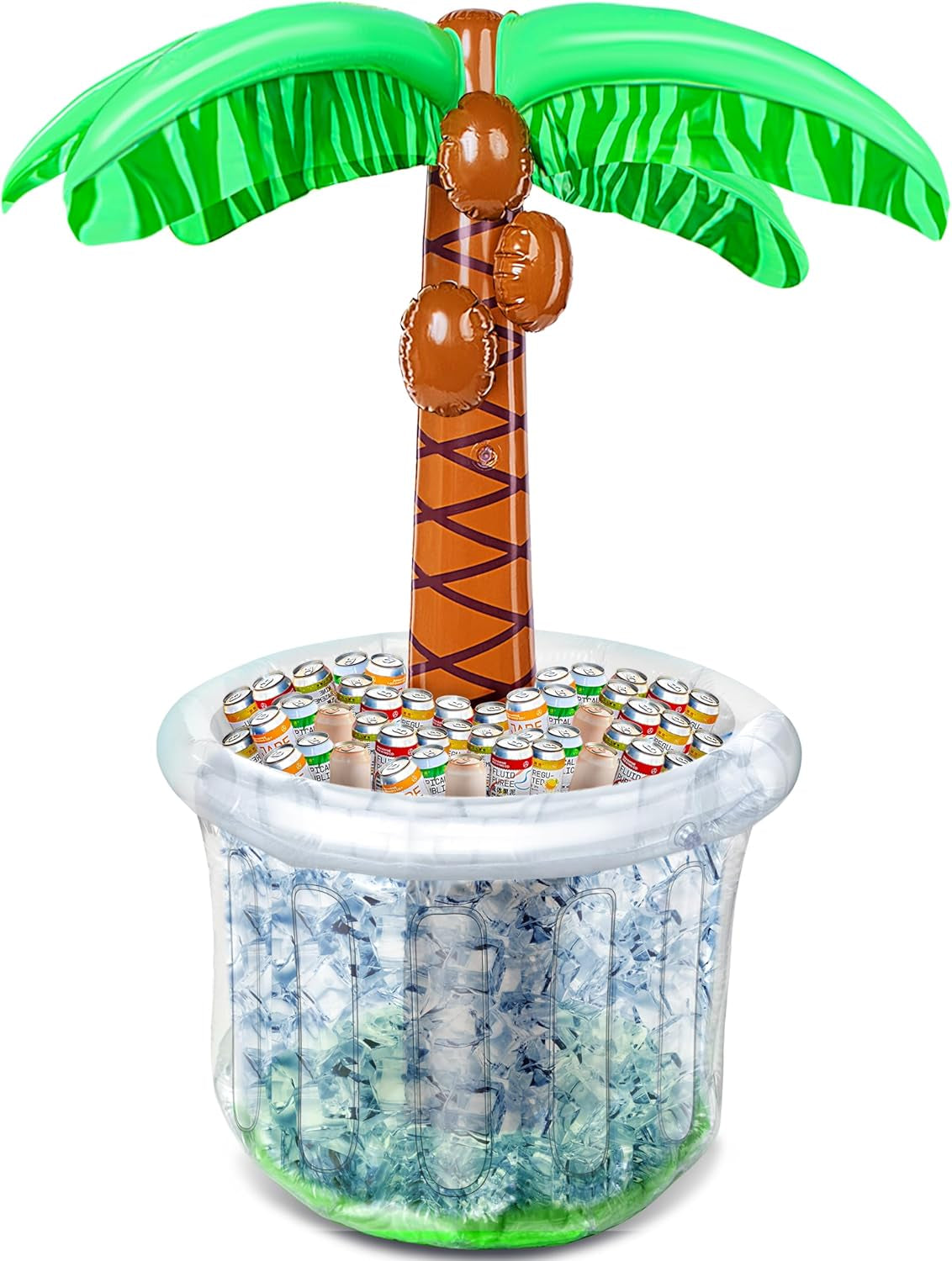 60" Inflatable Palm Tree Cooler, Beach Theme Decor, Pool Party Decorations, Luau Hawaiian Birthday Party Supplies, Ocean Jungle Tropical Themed Summer Outdoor Drink Cooler