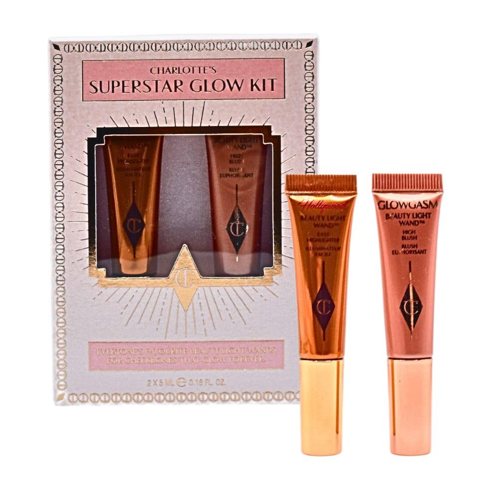Charlotte Tilbury Charlottes Superstar Glow Kit - Mini Beauty Light Wand in Spotlight (Highlighter) and Mini Beauty Light Wand in Pinkgasm (Blush)