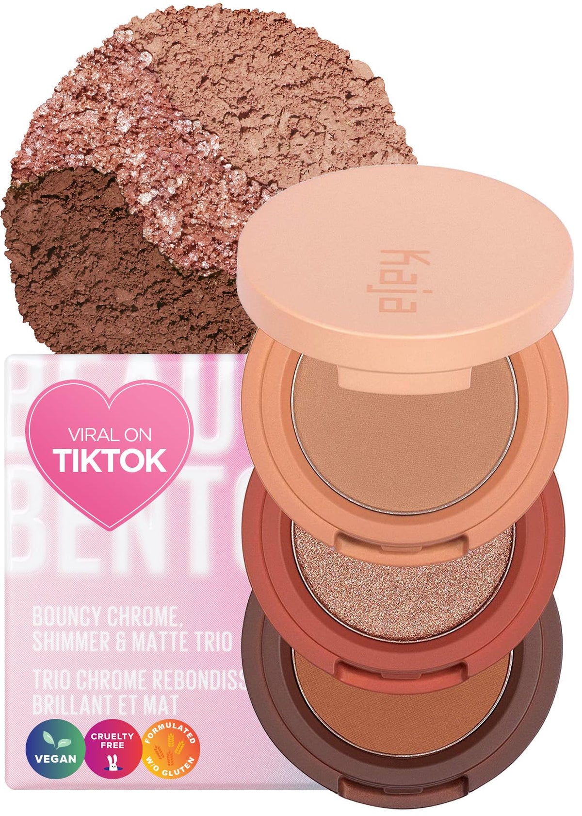 Kaja Beauty Bento Collection - Bouncy Eyeshadow Trio | Warm Honey Tones Travel Size 10 Spiked Ginger 2019 Allure Best of Beauty Award Valentines Day Gift 0.03 Oz