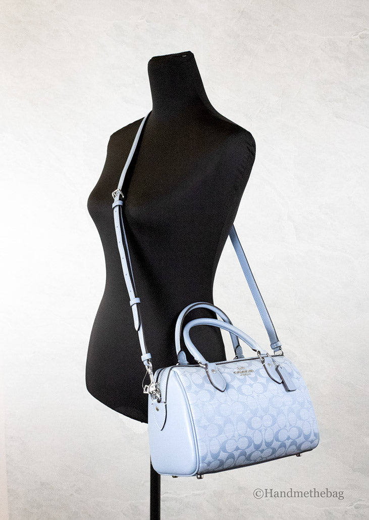Coach Rowan Medium Cornflower Chambray Canvas Satchel Crossbody Handbag