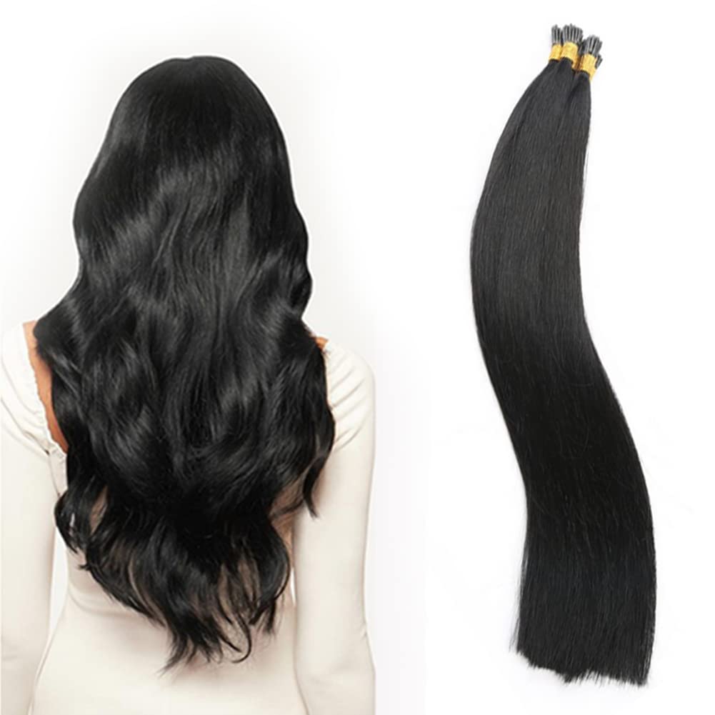 I Tip Hair Extensions Human Hair Keratin Itip Human Hair Extensions Straight Stick Tip Hair Extensions Real Human Hair 30 Inch 100g 100 Strands Jet Black #1
