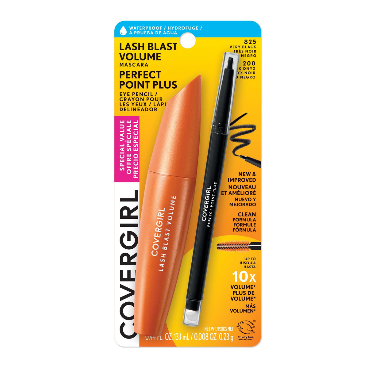Covergirl Lash Blast Volume Waterproof Mascara Very Black & Perfect Point Plus Eyeliner Pencil Black Onyx