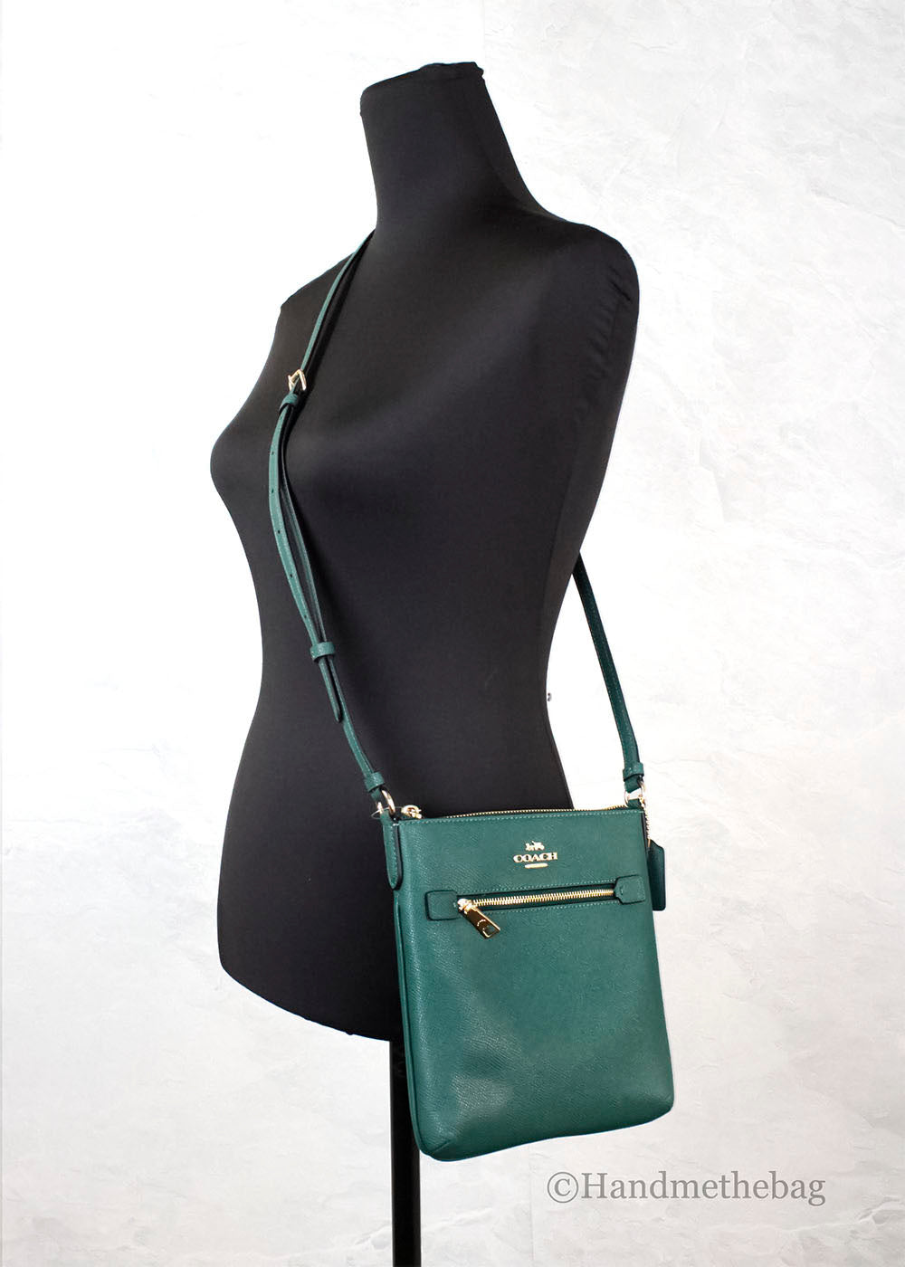 Coach Rowan Mini Dark Pine Leather File Crossbody