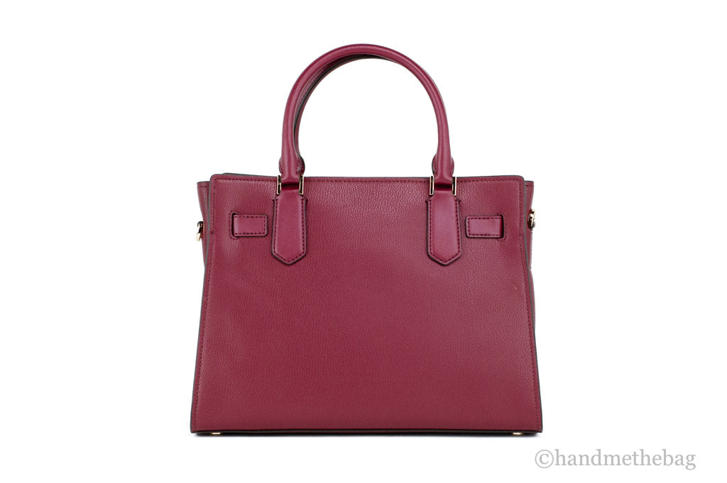 Michael Kors Hamilton Medium Mulberry Grained Leather Satchel Crossbody Handbag