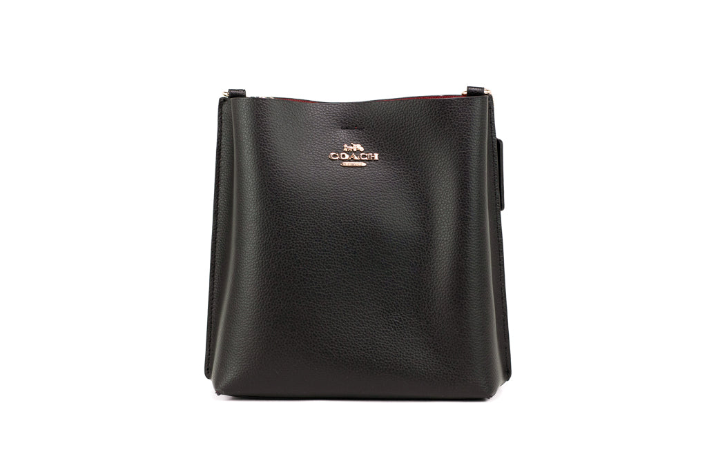 Coach (CA177) Mollie 22 Small Black Doublefaced Leather Bucket Crossbody Handbag