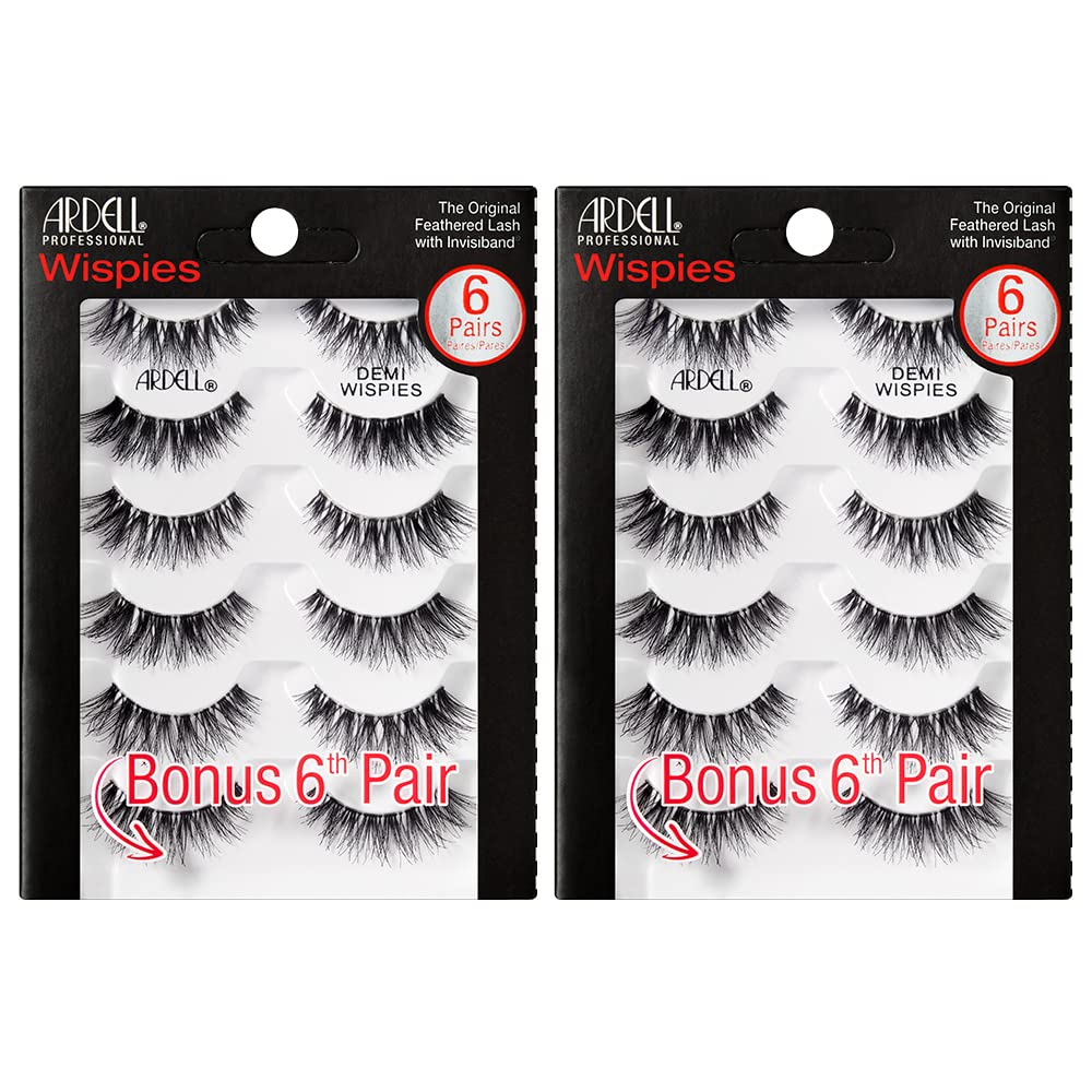 Ardell Demi Wispies Lashes Multipack - Natural Look False Eyelashes Lightweight Easy to Apply Eyelash Extensions 6 Pairs x 2 Pack
