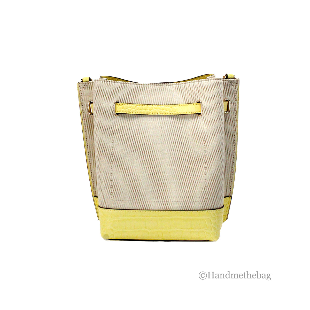 Michael Kors Emilia Small Canvas Snake Print Yellow Bucket Bag