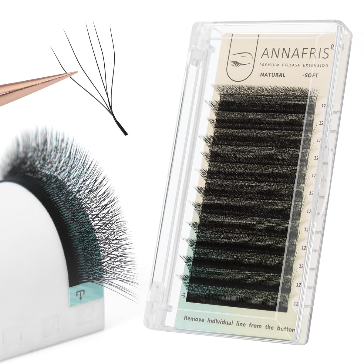ANNAFRIS 5D Premade Fan W Shape Eyelash Extensions 0.07 L Curl 8-15mm Mix Volume Self Fanning False Lashes Makeup Supplies Professional Use Lash Extension(0.07 L 8-15mm Mix)
