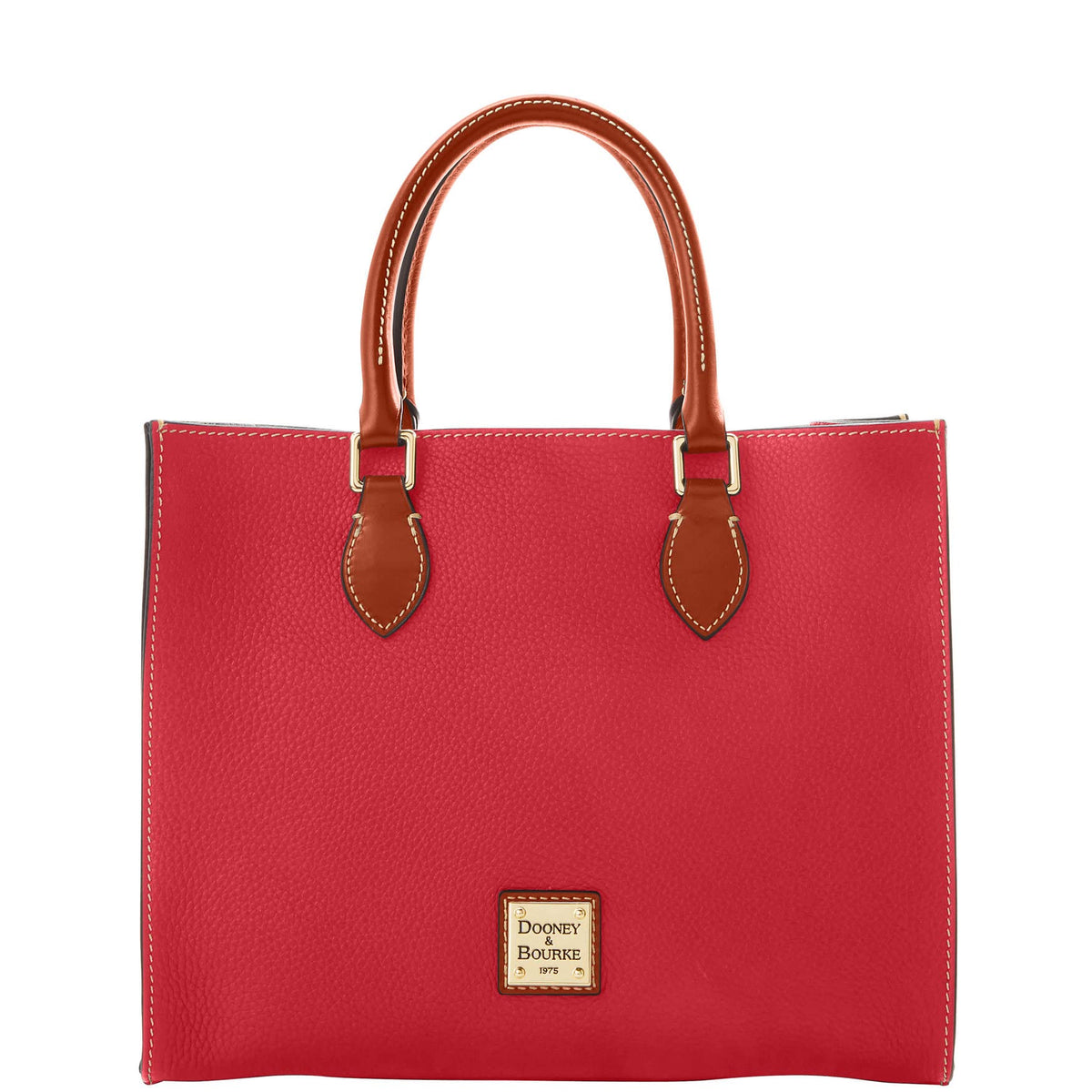 Dooney & Bourke Womens Janine Satchel in Pebble Grain Leather Large Handbag with Adjustable & Detachable Shoulder Strap Red