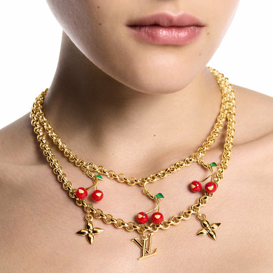 2025 Limited Edit Louis Vuitton Murakami LV X TM Cerise Necklace M02804 Cherry