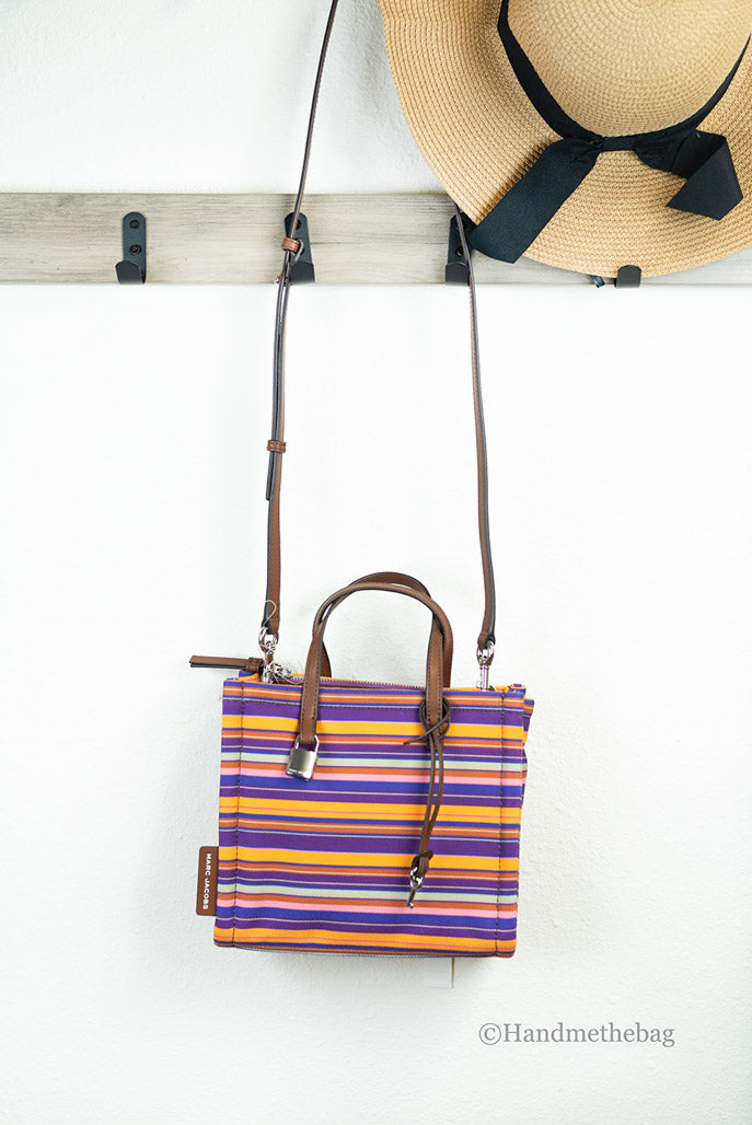 Marc Jacobs Mini Grind Striped Canvas Tote Crossbody