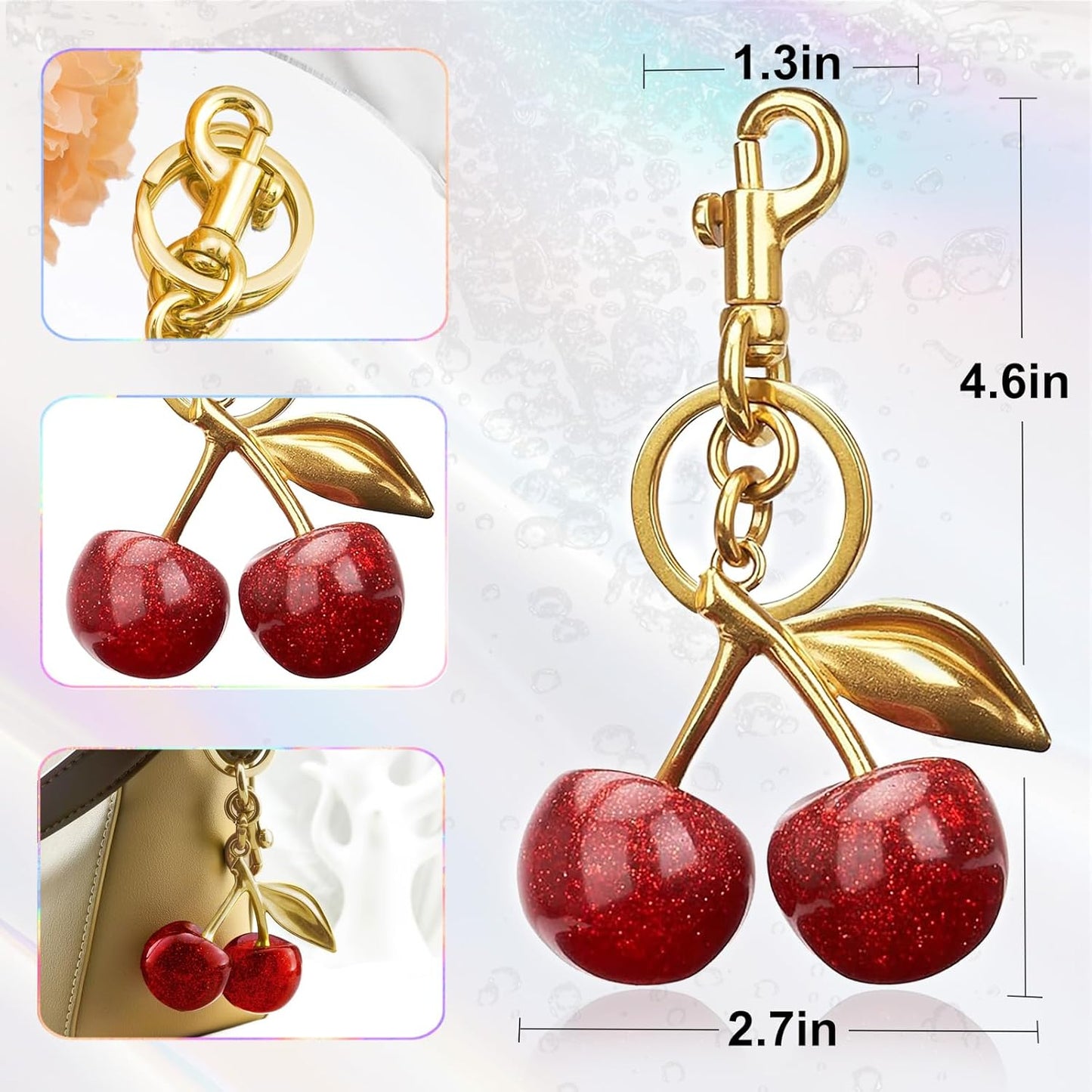 Cherry Bag Charm Purse Charms Keychain- Car Cherry Accessories Keychians Gifts for Women Mom Daughter Gifts Christmas Valentine Bag Accessory