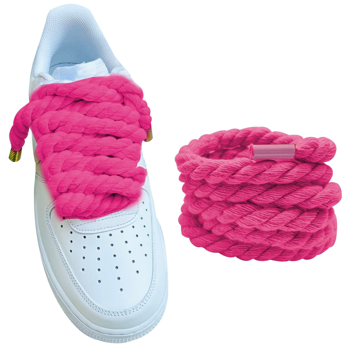 Lopau Thick Rope Shoe Laces for Air Force 1 Sneakers Chunky Fat Rope Laces for DunksAF1Air Jordan Shoes Replacement Jumbo Shoelaces Strings for DIY Custom Accessories(Rose)