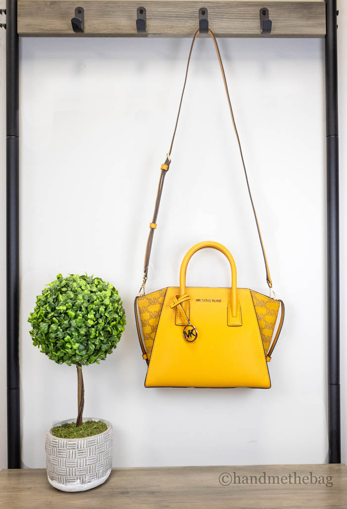 Michael Kors Avril Small Honeycomb Leather Suede Satchel