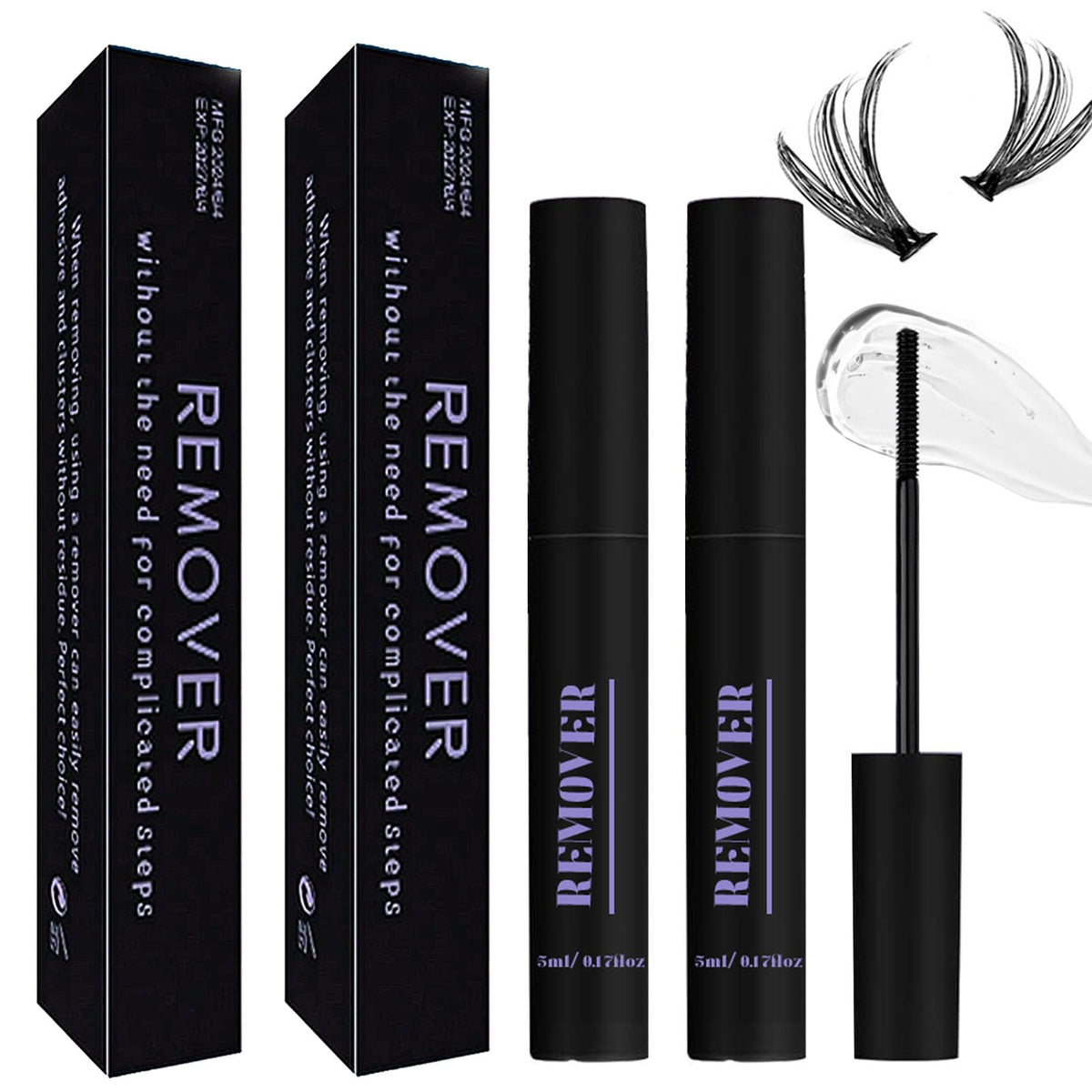 Qiveaory 2Pcs Lash Remover for Lash ExtensionCluster Lash Glue Remover Individual Eyelashes Gentle Eye Removal for False LashesEyelash Extension Adhesive Remover Self Use at Home
