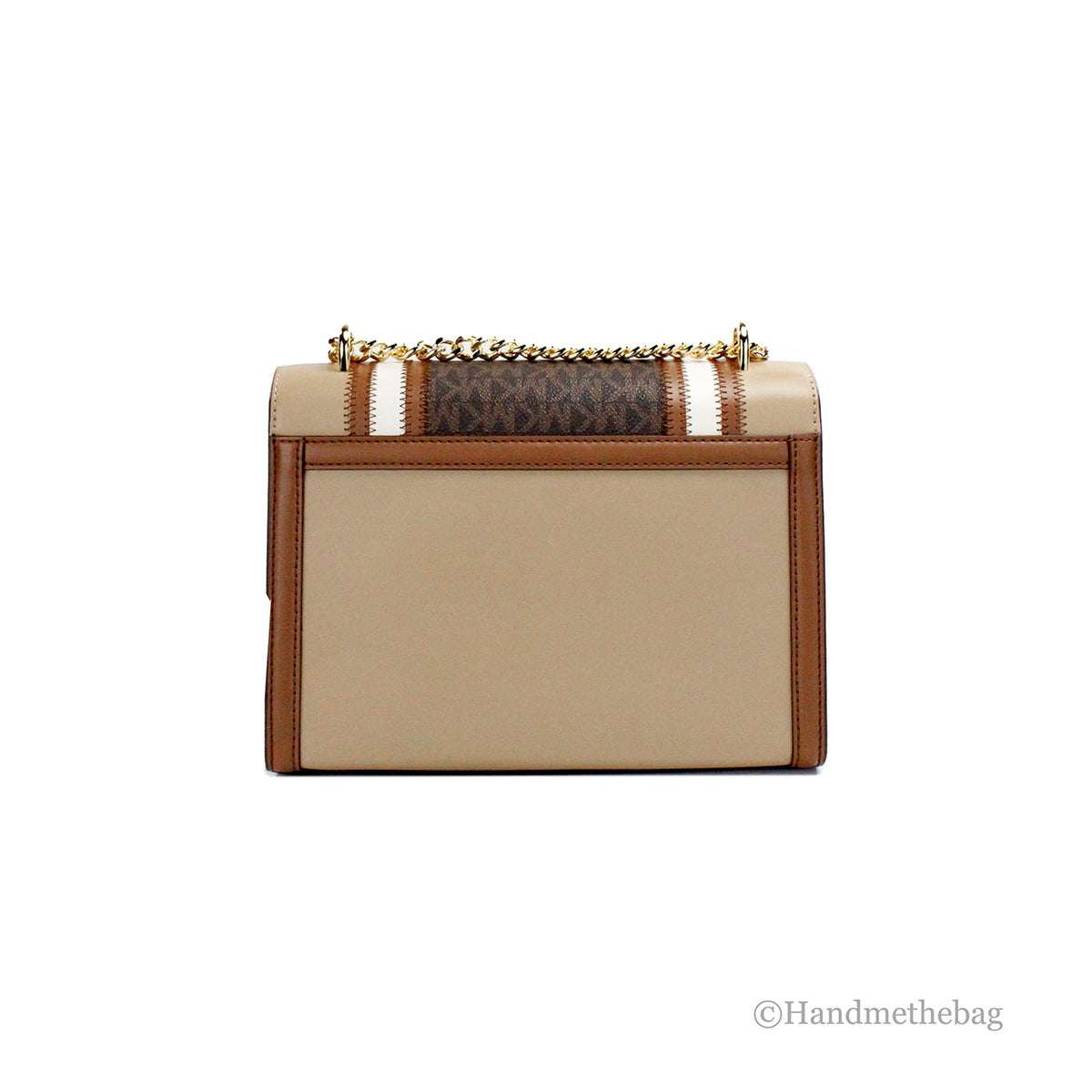 Michael Kors Whitney Medium Brown Color-Block Chain Shoulder Bag