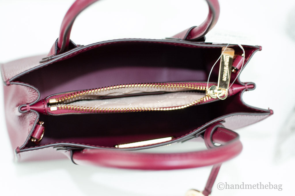 Michael Kors Mercer Medium Mulberry Pebbled Leather Messenger Crossbody Handbag