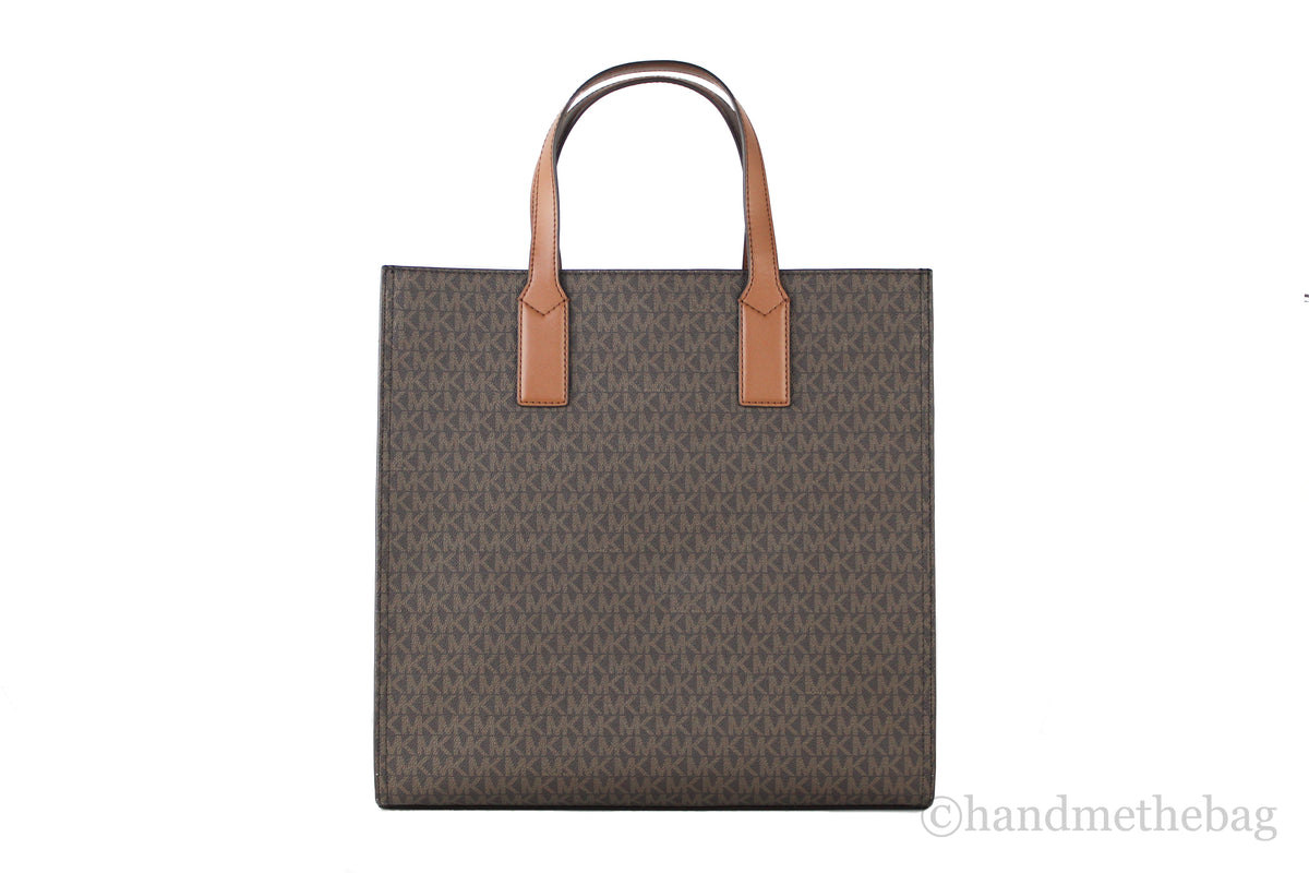 Michael Kors Kenly Brown Signature Large North South Tote Shoulder Handbag Computer Bag