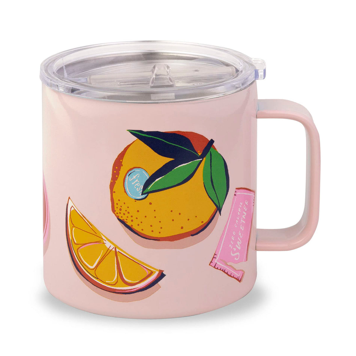 kate spade new york Pink Stainless Steel Insulated Mug with Handle and Lid 16 Ounce Double Wall Tumbler Reusable Coffee Travel Mug for Hot and Cold Drinks Rise and Shine