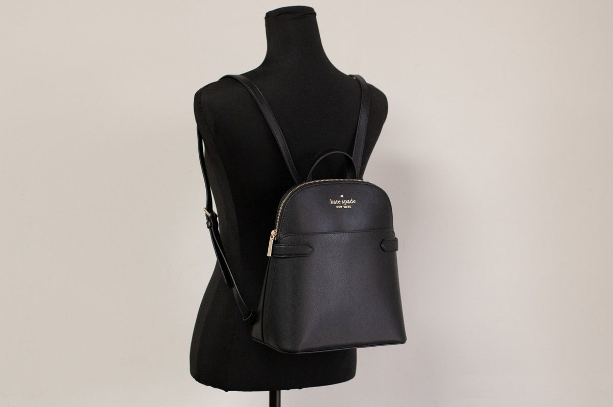 Kate Spade Staci Medium Black Saffiano Leather Dome Backpack