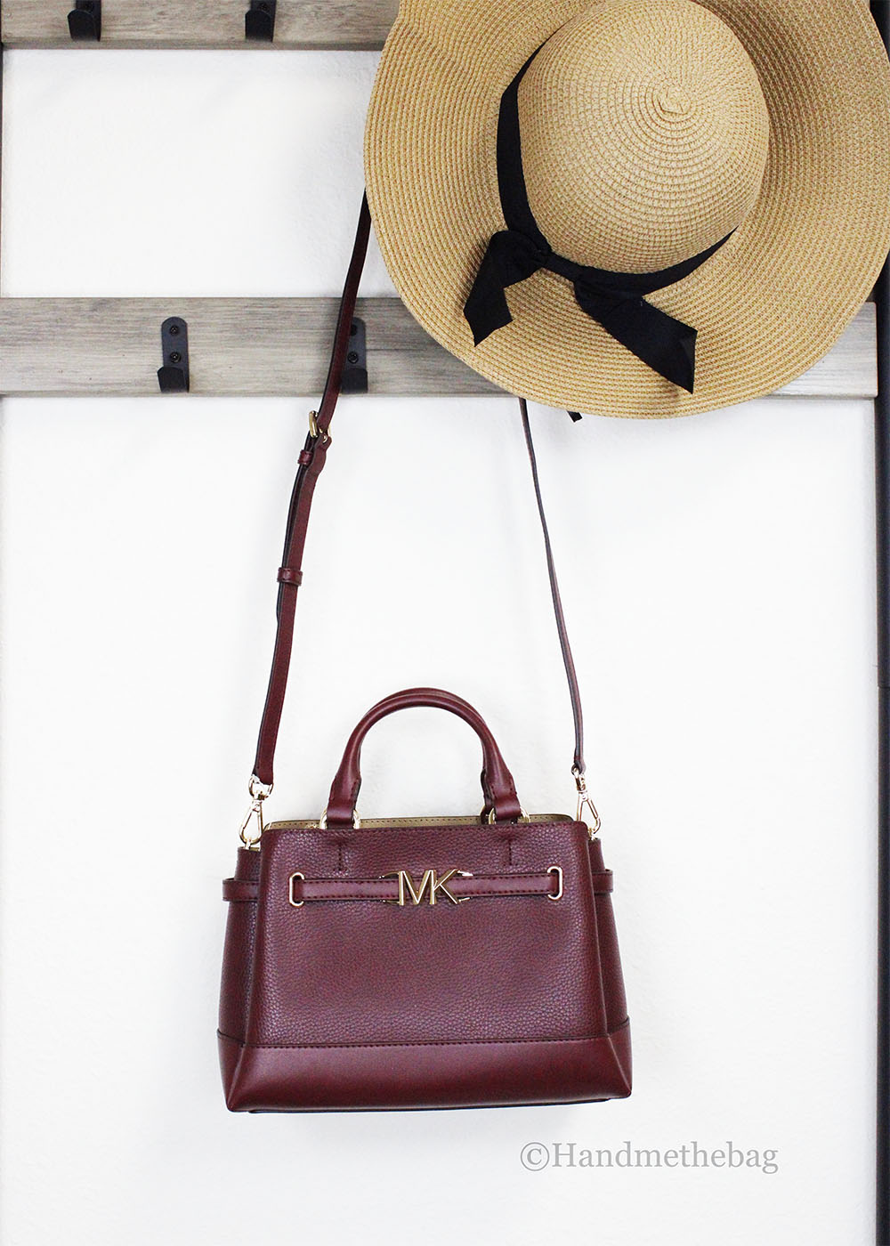 Michael Kors Reed Small Dark Cherry Center Zip Satchel