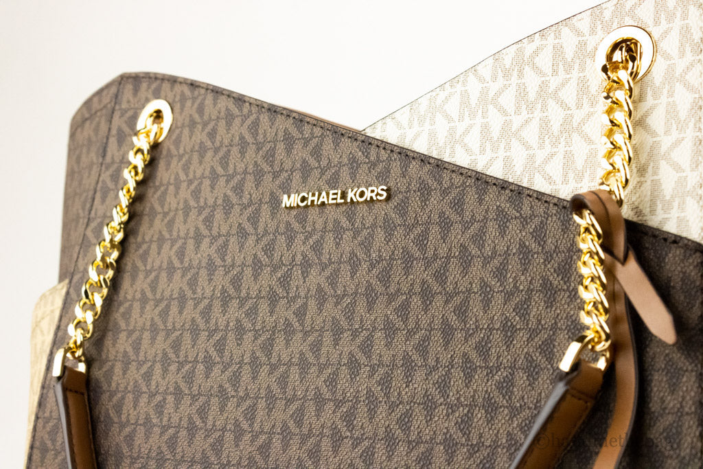 Michael Kors Jet Set Luggage Multi Signature X Cross Chain Shoulder Tote Handbag