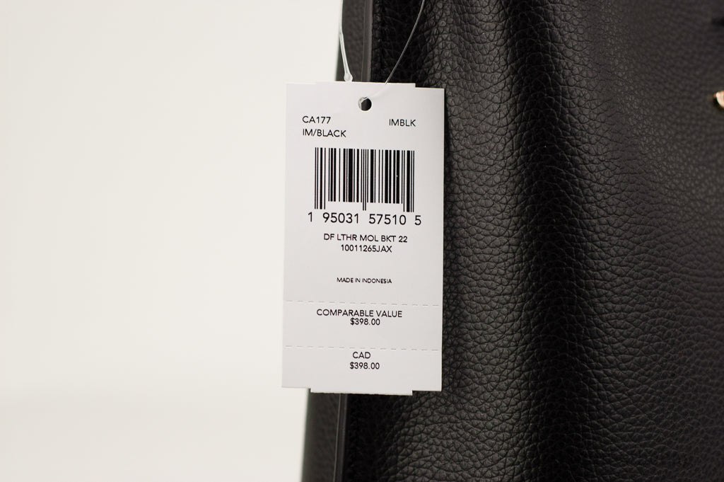 Coach (CA177) Mollie 22 Small Black Doublefaced Leather Bucket Crossbody Handbag