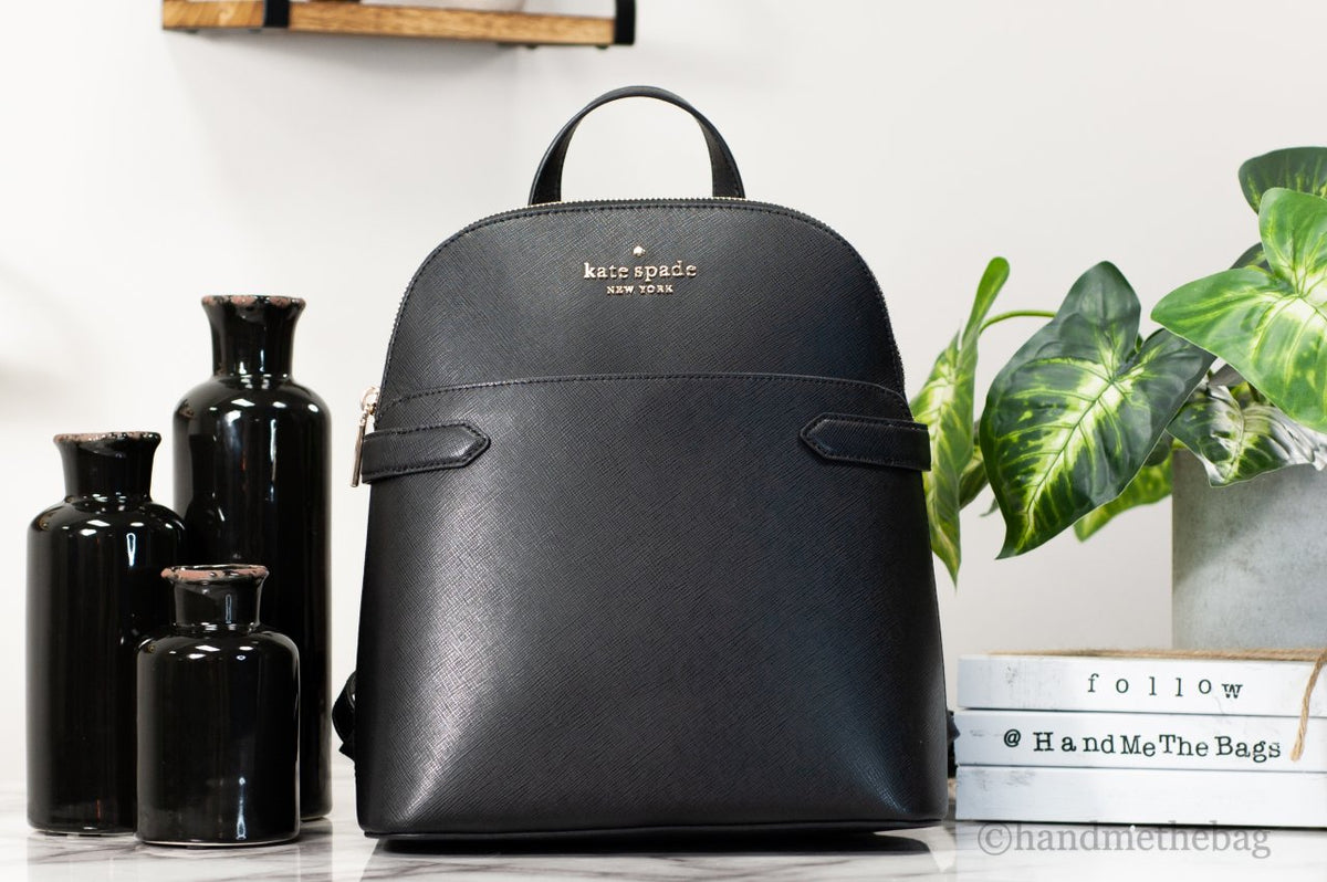 Kate Spade Staci Medium Black Saffiano Leather Dome Backpack