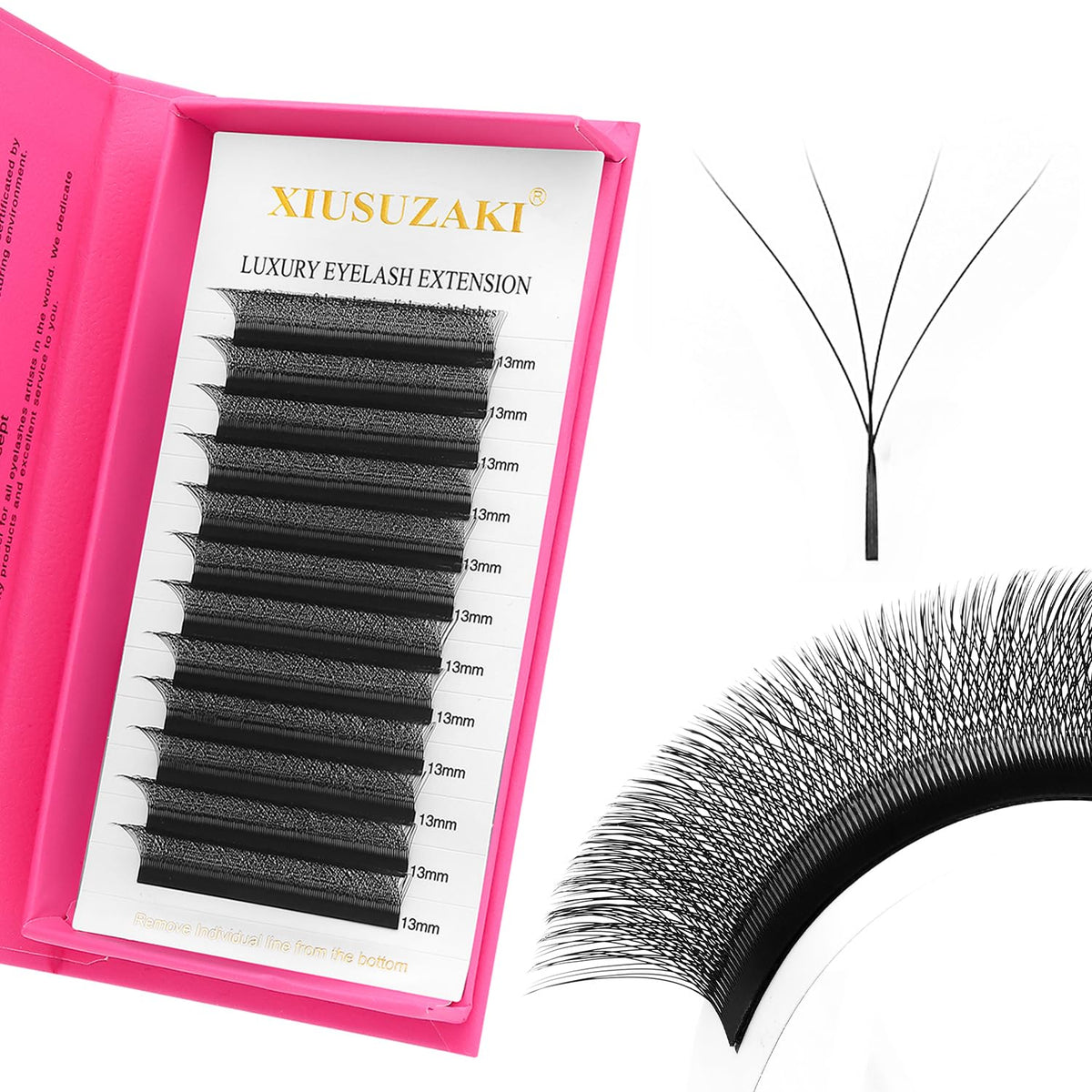Lash Extensions 4D Eyelash Extensions W Lashes 0.07mm Thickness D Curl Lashes Mix 8-15mm Soft Lash Trays Volume Lash Extension Natural Matte black False Eyelashes Professional Use(W-4D-0.07-D8-15mm)