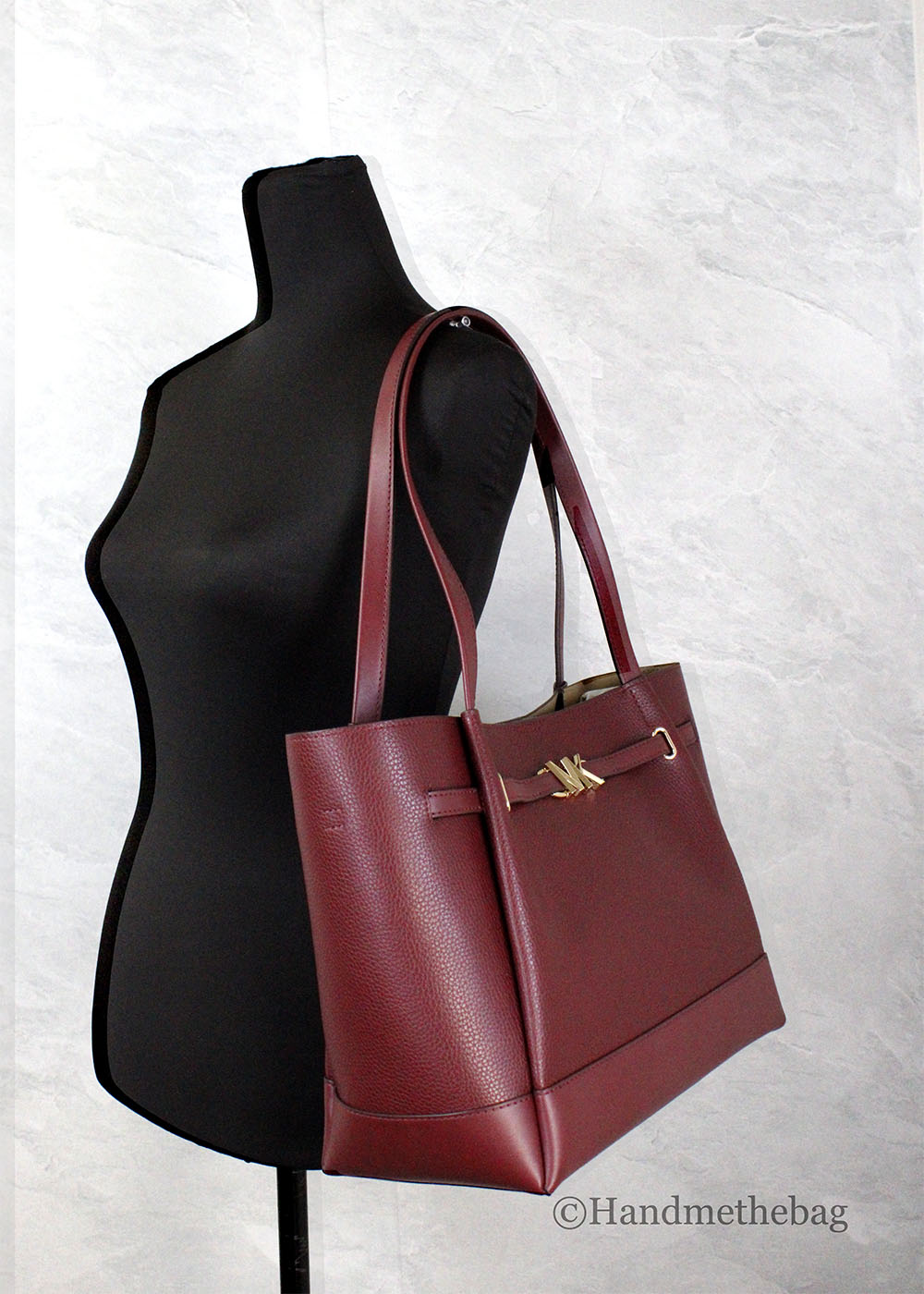 Michael Kors Reed Large Dark Cherry Leather Belted Tote