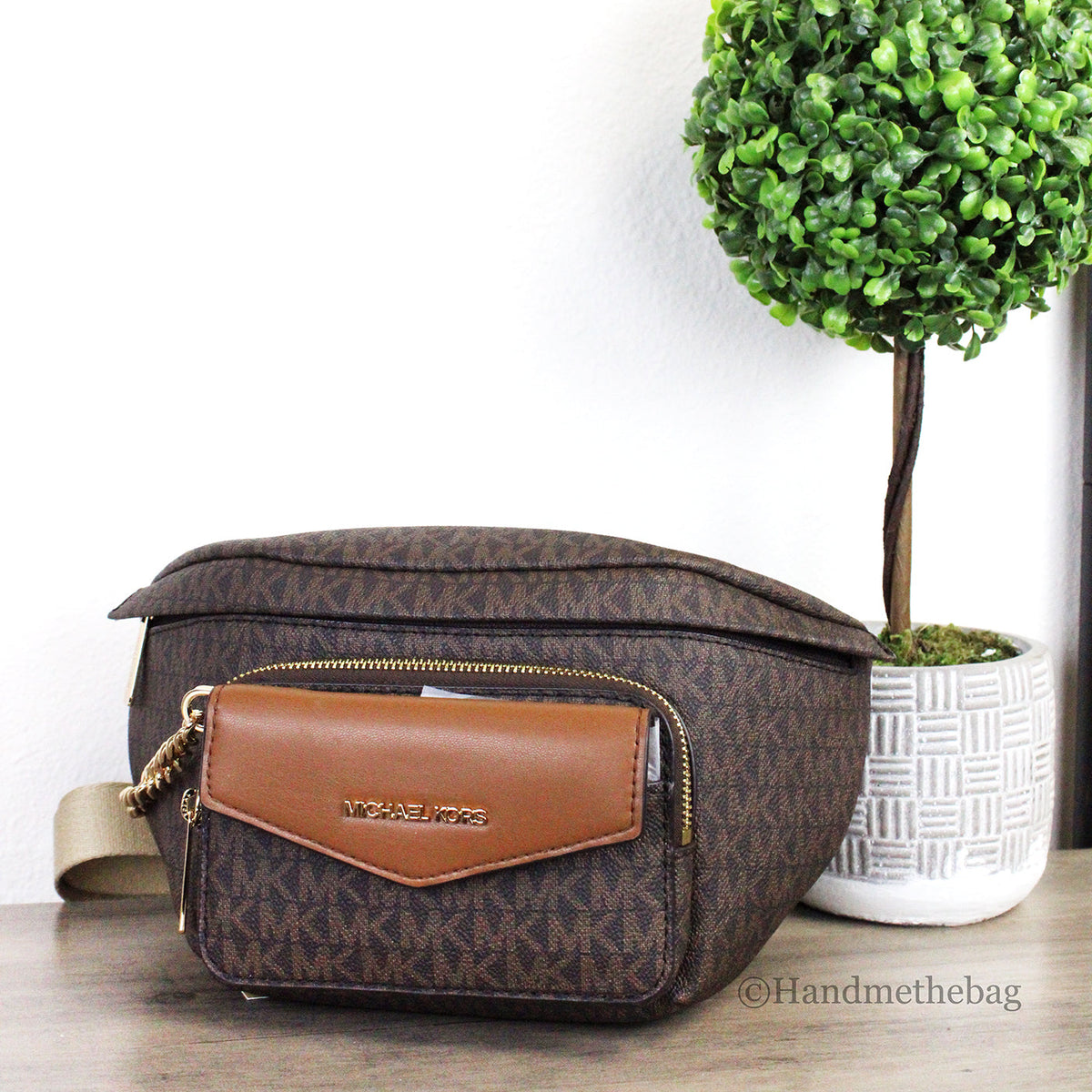 Michael Kors Maisie Large Brown PVC 2-n-1 Belt Bag