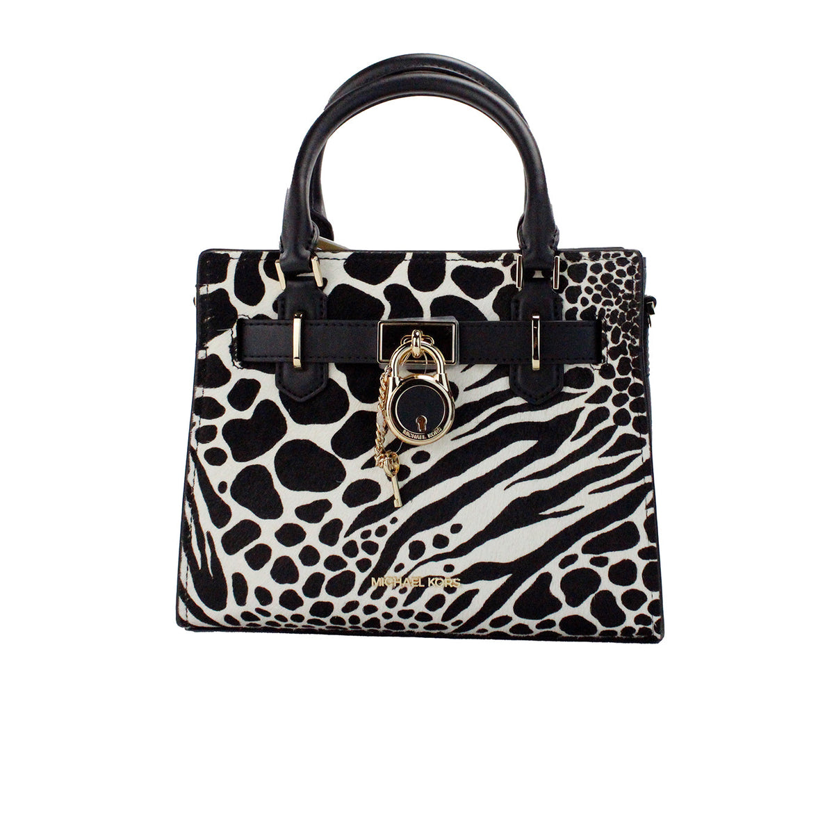 Michael Kors Hamilton Small Black Haircalf Leather Satchel Bag