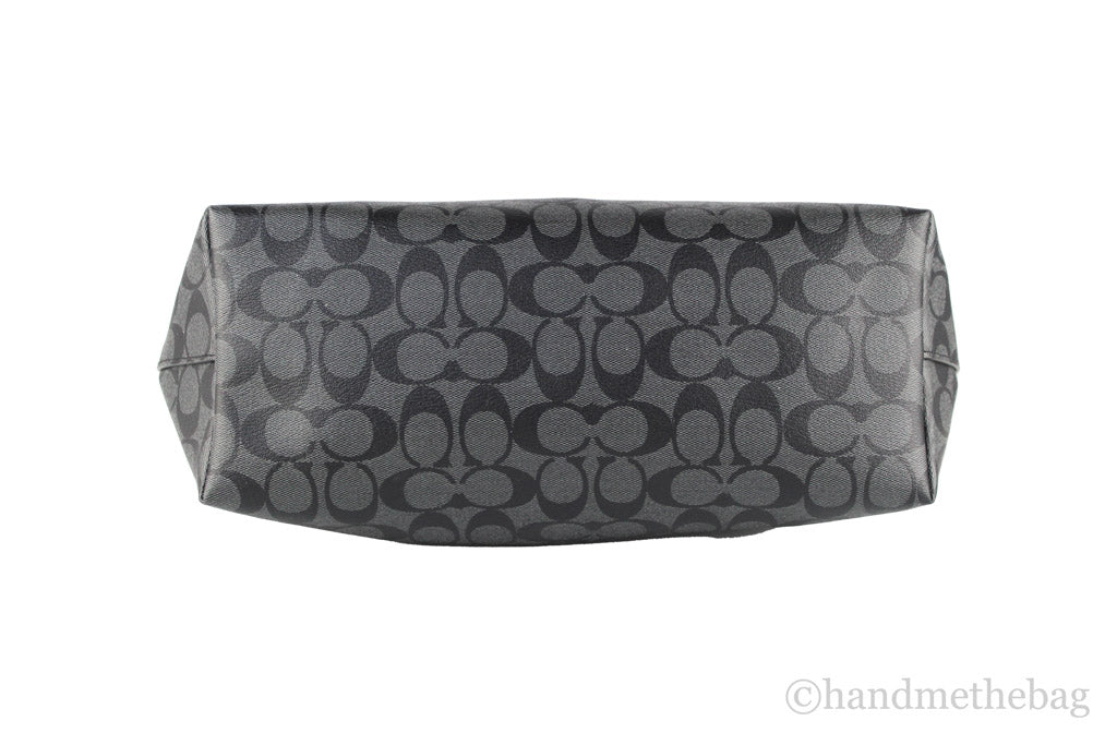 Coach Graphite Signature Coated Canvas Leather Gallery Tote Bag