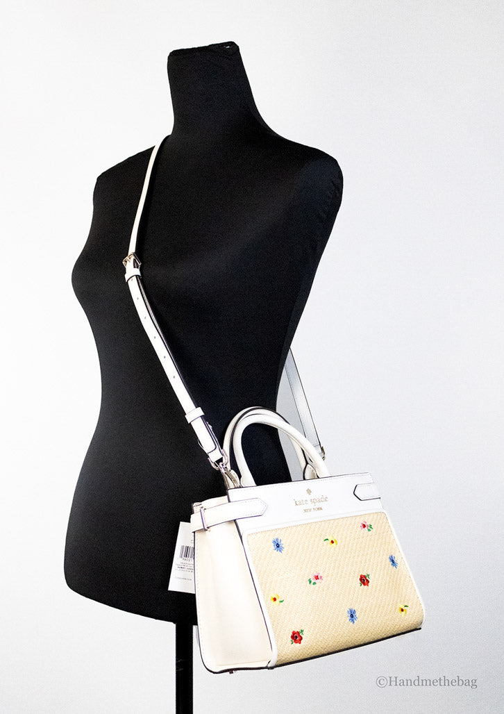 Kate Spade Staci Small Garden Bouquet Straw Leather Satchel