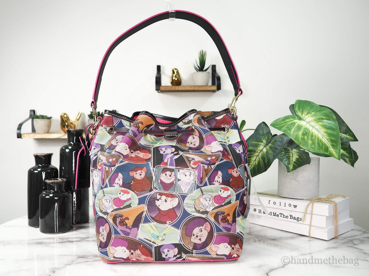 Dooney & Bourke Disney Rescuers Drawstring Bucket Shoulder Handbag