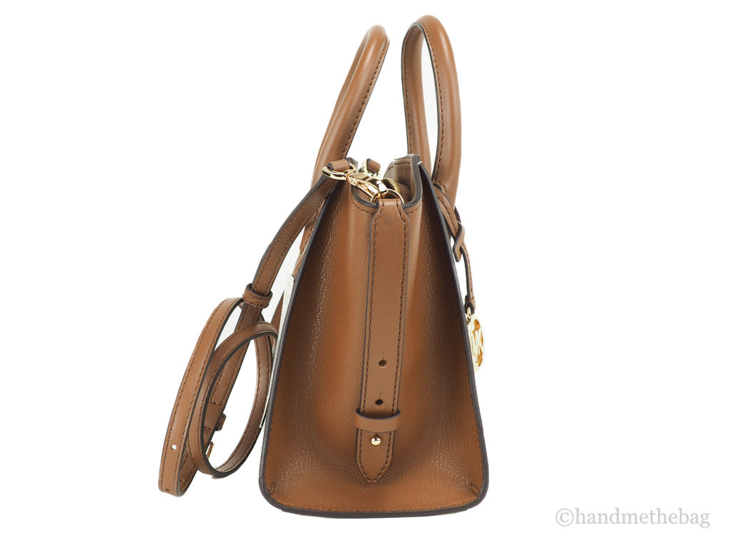 Michael Kors Avril Vanilla Signature PVC Leather Small Zip Satchel Handbag Purse