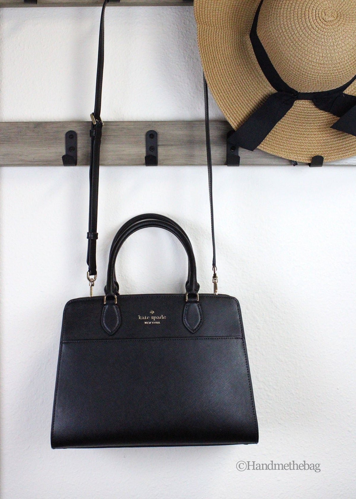 Kate Spade Madison Medium Black Saffiano Leather Satchel Bag
