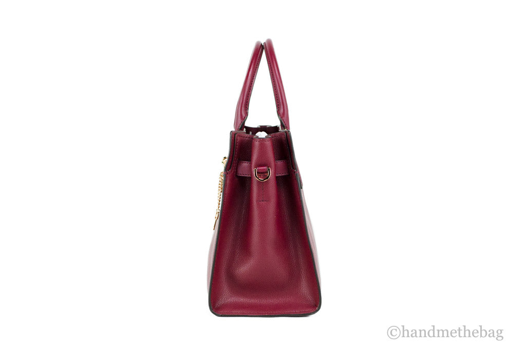 Michael Kors Hamilton Medium Mulberry Grained Leather Satchel Crossbody Handbag