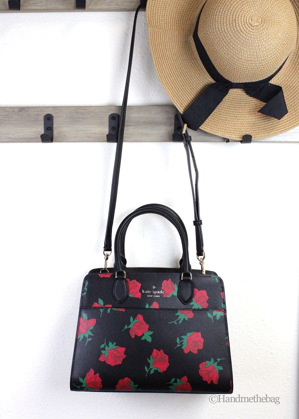 Kate Spade Madison Rose Toss Print Leather Satchel Bag