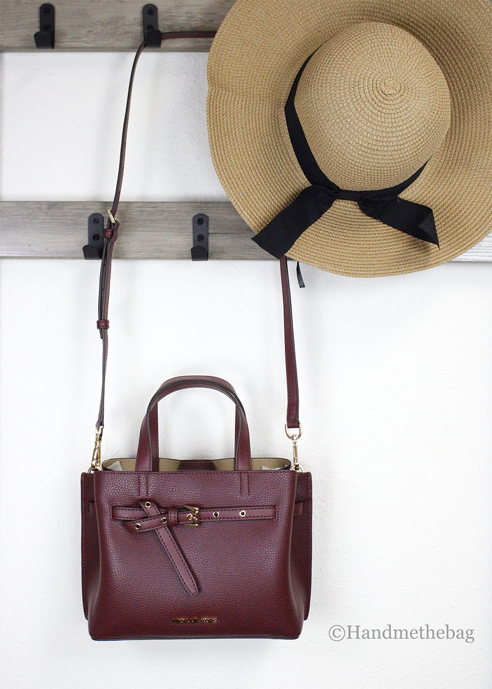 Michael Kors Emilia Small Dark Cherry Leather Satchel Bag