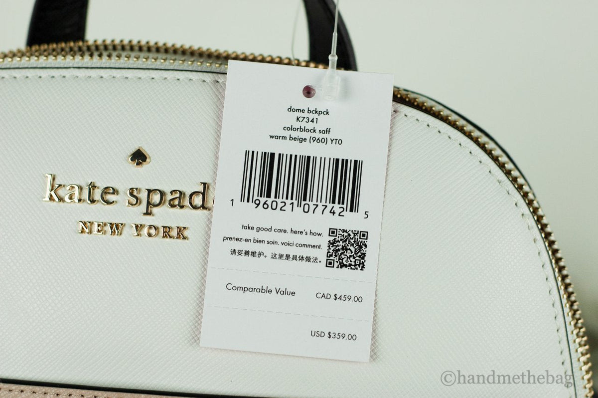 Kate Spade Staci Medium Colorblock Warm Beige Dome Backpack