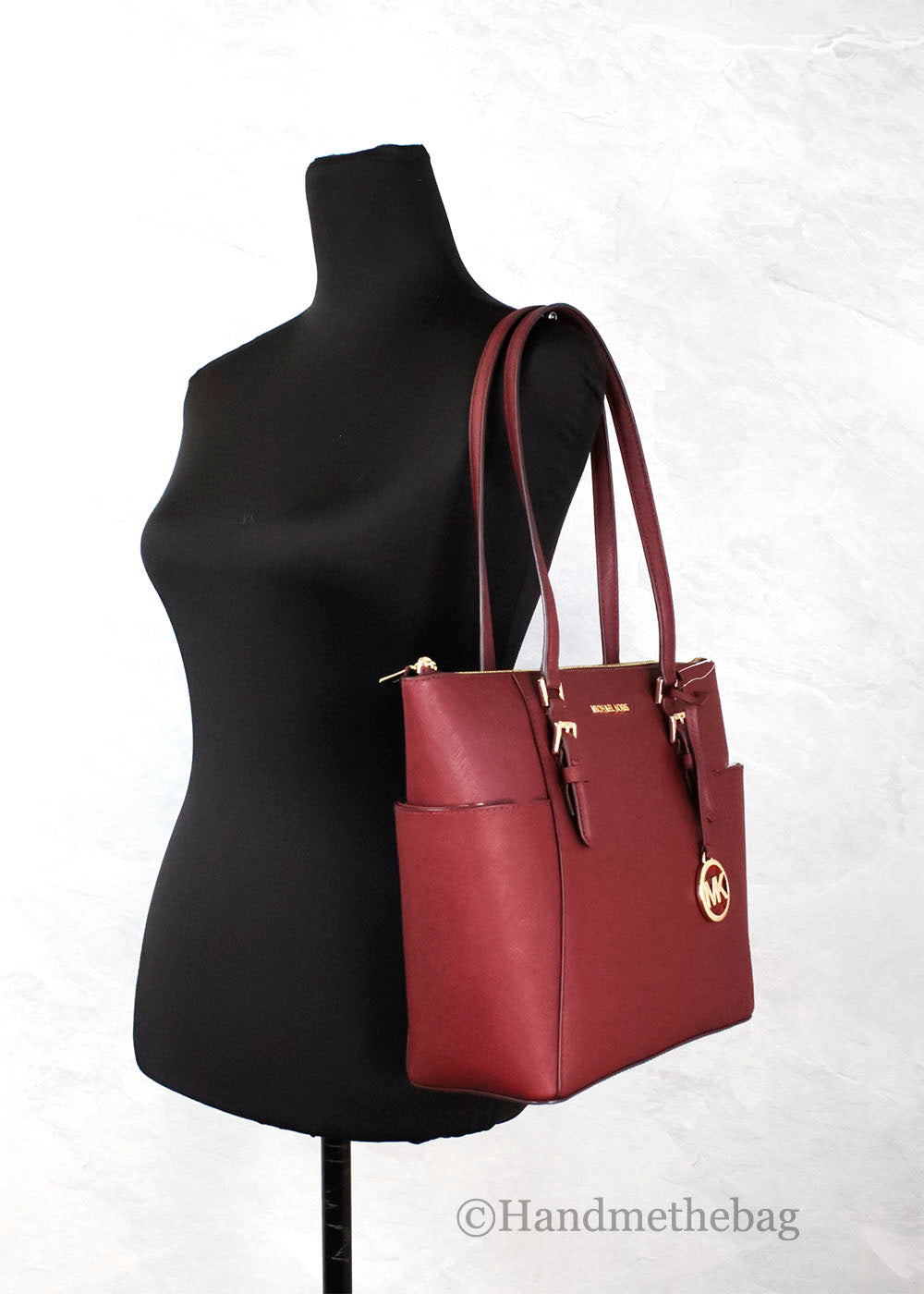 Michael Kors Charlotte Dark Cherry Large Top Zip Tote