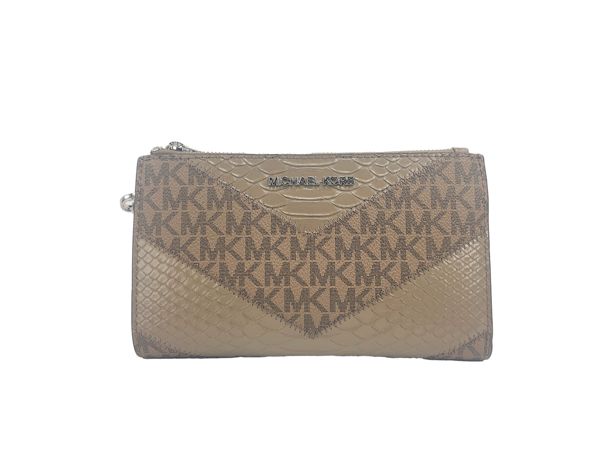 Michael Kors Large Double Zip Python Dusk Wristlet