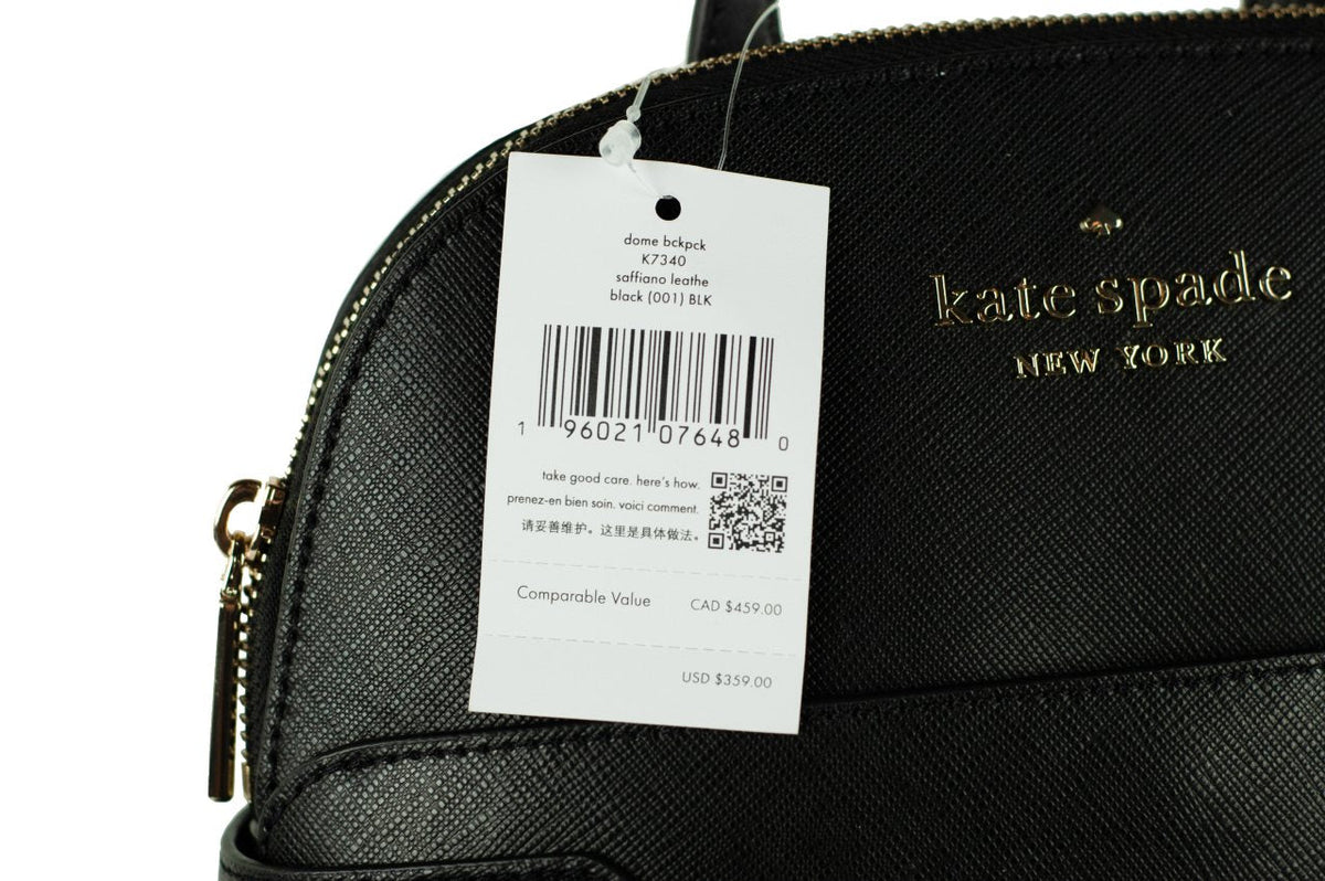 Kate Spade Staci Medium Black Saffiano Leather Dome Backpack