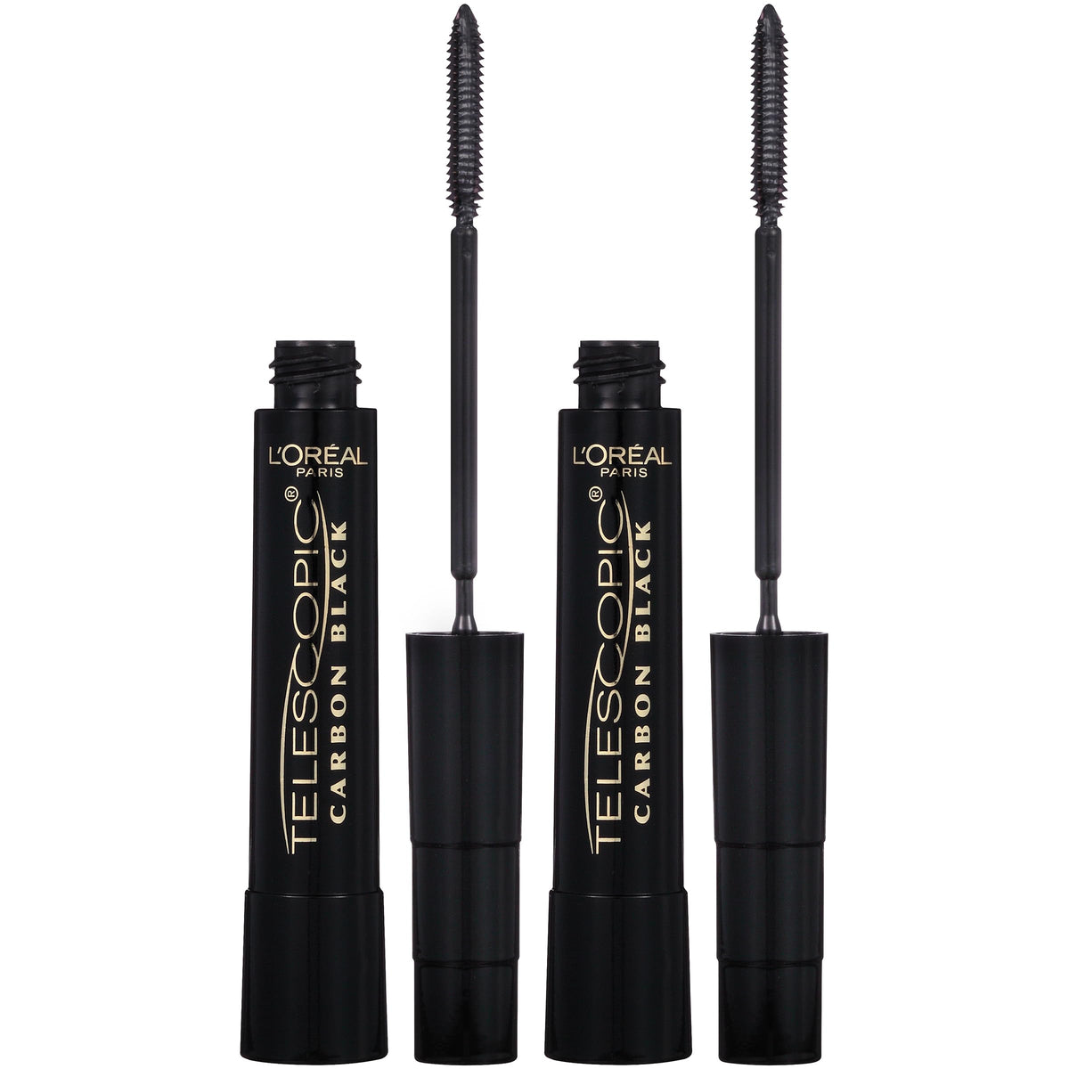 L’Oréal Paris Makeup Telescopic Original Lengthening Lash Separating Mascara with Dual Precision Brush Washable Carbon Black 0.27 Fl Oz. 2 Count