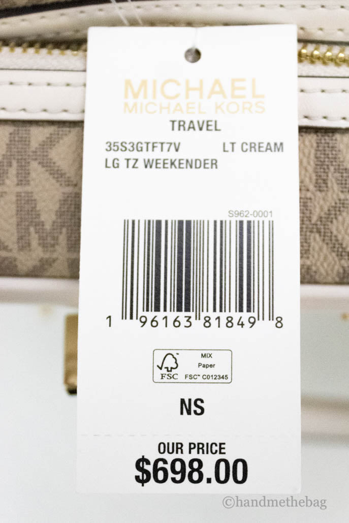 Michael Kors Travel Large Light Cream Signature PVC Top Zip Weekender Duffle Bag